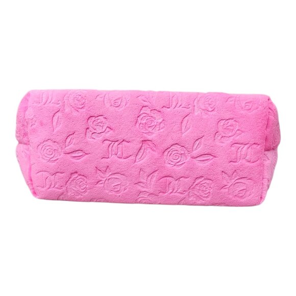 Juicy Couture New Floral Embossed Velour Pink Travel Cosmetic Makeup Bag Set - Picture 7 of 10